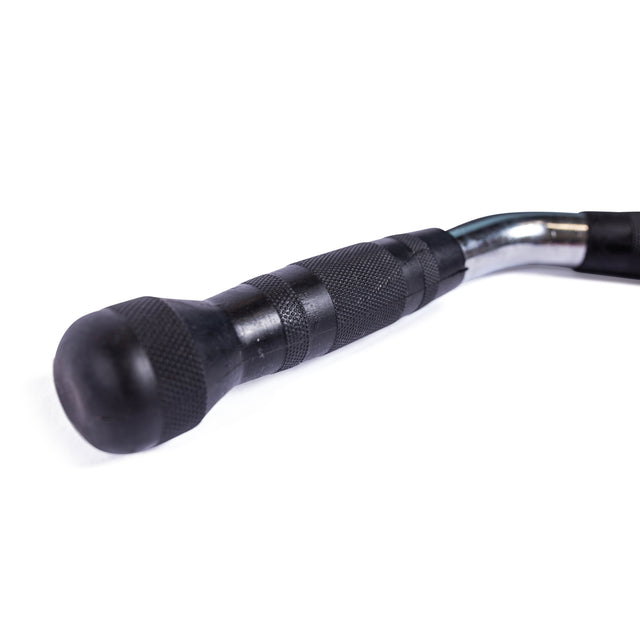 Close-up view of the rubber handle of the Multi Grip Curl Bar Cable Attachment