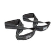 The Bells of Steel Classic Figure 8 Lifting Straps feature reinforced black stitching and a white BOS logo on each, displayed on a white background—perfect for boosting grip strength.