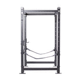 The Hydra Four Post Power Rack Builder by Bells of Steel features a 3" x 3" frame with ⅝" holes, safety straps, and stands flat for effective weightlifting and strength training in any home gym.