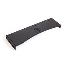The Bells of Steel Logo Plate Crossmembers is a black, rectangular metal bar with multiple holes along the top edge and a center logo, shown on a white background.