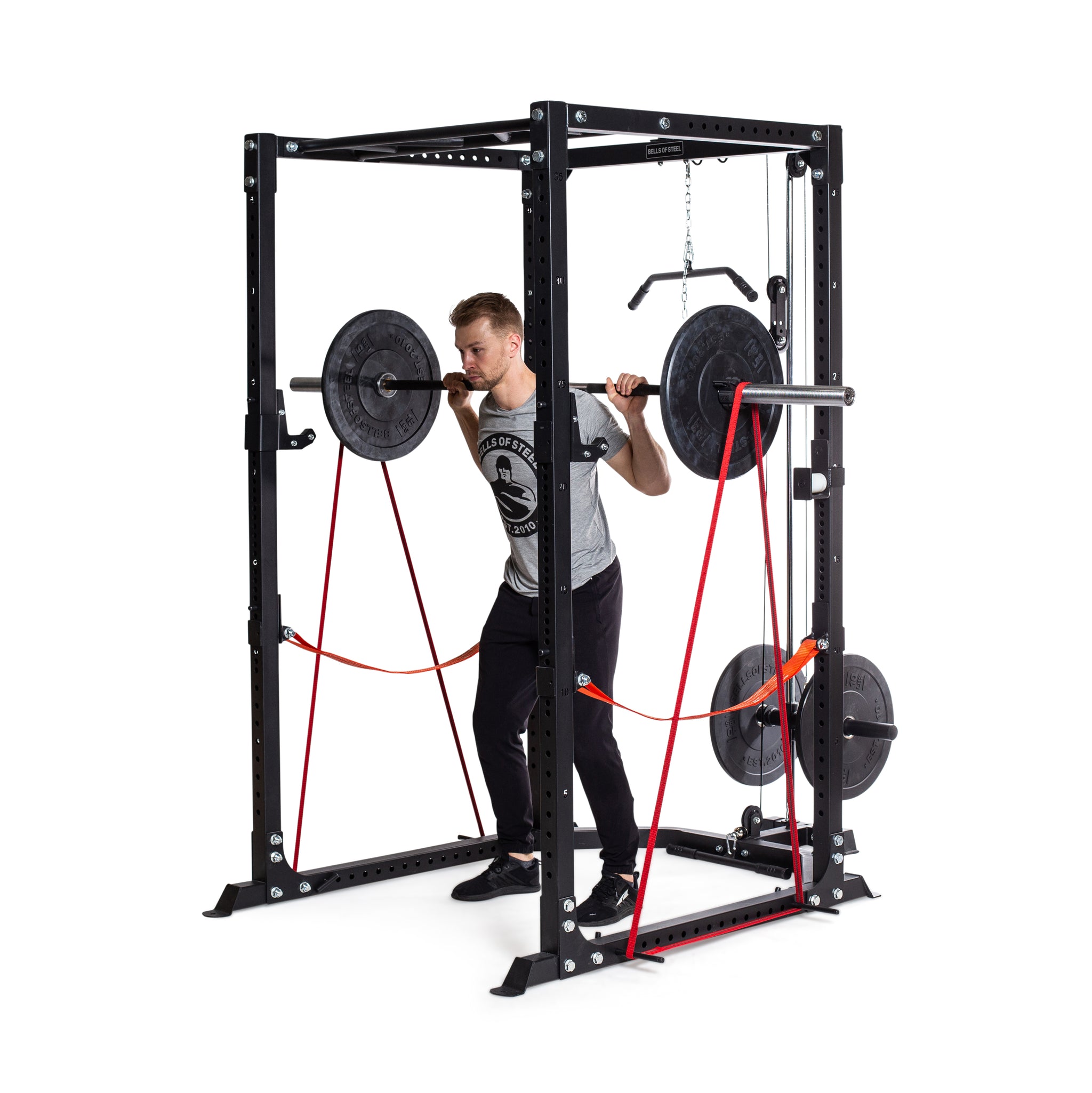 Barbell Squat With Resistance Bands Barbell Exercises Resistance