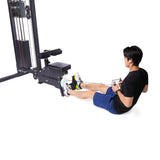 Athlete training his upper body on a cable machine using the Double D Handle Attachment