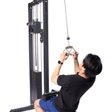 Male Athlete using the Double D Handle Cable Attachment to train back muscles