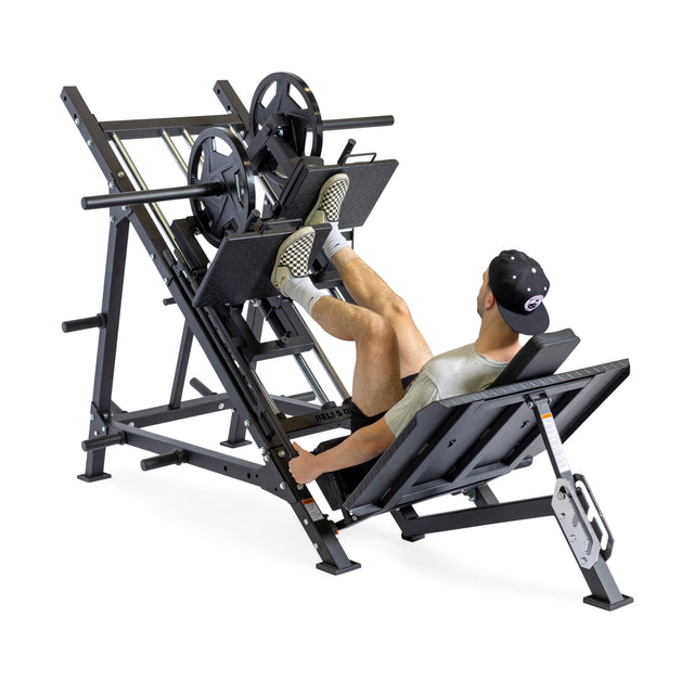 Male Athlete performing Iso-Lateral leg presses for a more enhanced lower body development