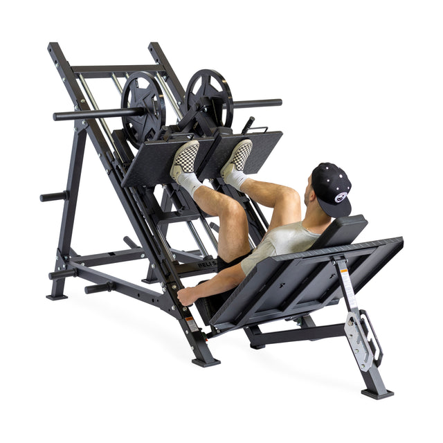 Model doing some vertical seated leg press