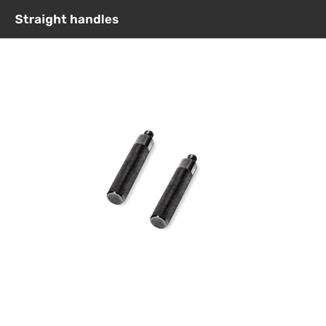 Two black straight handles with metallic ends for the Bells of Steel Safety Squat Bar - The SS4 are placed parallel on a white background. "Straight handles" is displayed at the top in a dark grey banner.