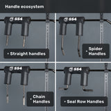 The Bells of Steel Safety Squat Bar - The SS4 features four handle types—straight, spider (angled), chain, and seal row with hooks—for versatile leg day workouts and barbell squat variations.