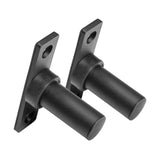 Bells of Steel Bolt-On Plate Pegs: two black metal wall brackets with cylindrical pegs and rectangular mounting plates, each featuring two screw holes for easy installation.