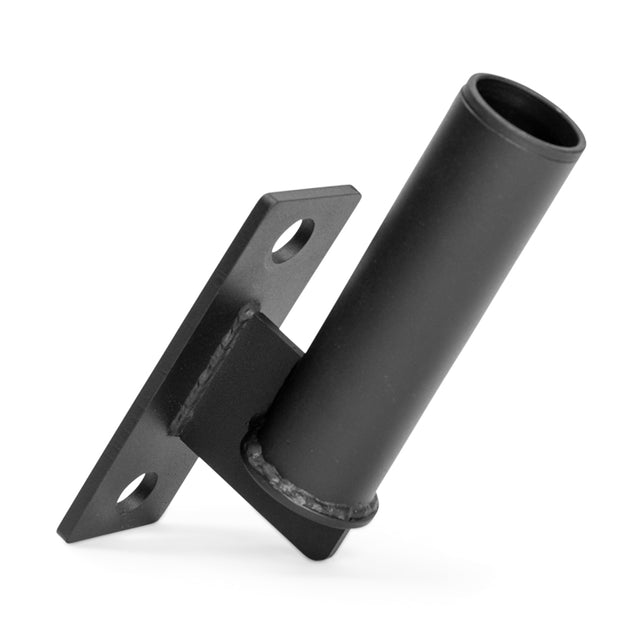 side view of the Vertical Mount Barbell Holder Rack Attachmentmale athlete placing a barbell on the Vertical Mount Barbell Holder Rack Attachment
