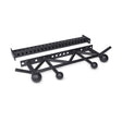 The Bells of Steel USA Colored Globe Pull up Bar is displayed, featuring multiple angled grips, large colored spherical handles, and a separate rectangular mounting bracket with circular holes.