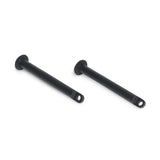Two Bells of Steel Standard Band Pegs in black metal, each with a flat circular head and a hole at the opposite end, designed for power rack resistance training, displayed on a white background.