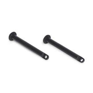 Two Bells of Steel Standard Band Pegs in black metal, each with a flat circular head and a hole at the opposite end, designed for power rack resistance training, displayed on a white background.