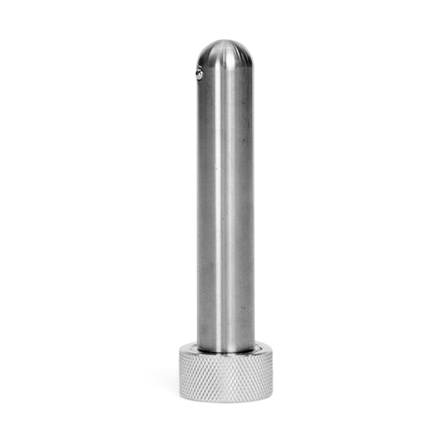 The Bells of Steel Magnetic Rack Attachment Pin is a cylindrical metal object with a smooth, rounded top and textured, wider base for stability, set against a white background.