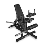 Bells of Steel USA Legacy Leg Extension / Hamstring Curl Machine - Plate Loaded featuring an adjustable seat and padded rollers for a home gym.