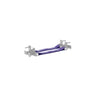 The Bells of Steel Safety Straps for Hydra & Manticore Racks feature a short braided purple rope secured with bolts between two angular silver metal brackets, providing added protection on your power rack.