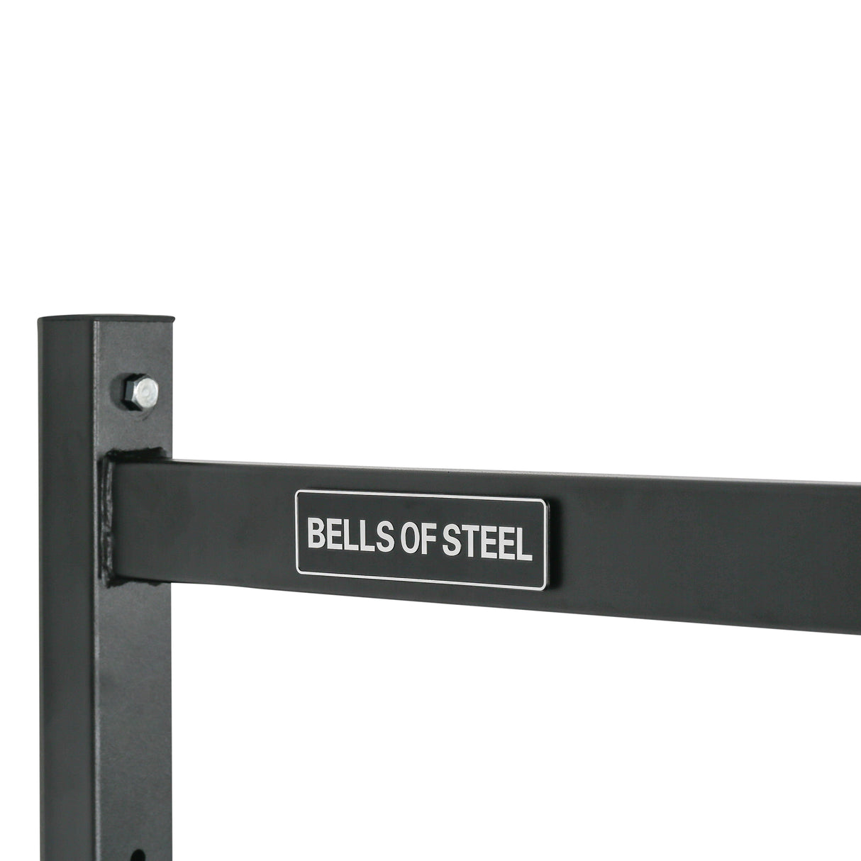Adjustable Wall Or Ceiling Mounted Pull Up Bar showing the Bells of Steel logo