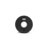 A single black Rubber Coated Iron Weight Plate with a central hole, labeled "BOS" and "5," from Bells of Steel, is centered against a plain white background.