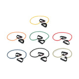 Six Human Trainer - Ripcords resistance bands by Bells of Steel USA—yellow, red, green, blue, black, and gray—each featuring comfortable rubber handles and neatly arranged in two rows on a white background. A door anchor is also included for versatile workout options.
