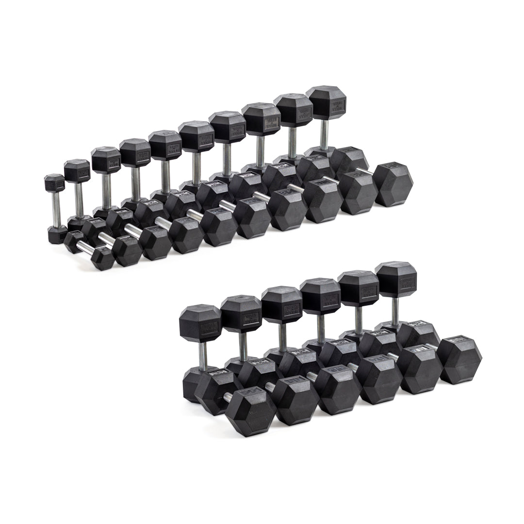 Straight Handle Rubber Hex Dumbbells Bells of Steel USA