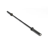 The Bells of Steel Short Utility Barbell features knurled grips and silver ends, shown in black on a white background—an ideal addition to any home gym setup.