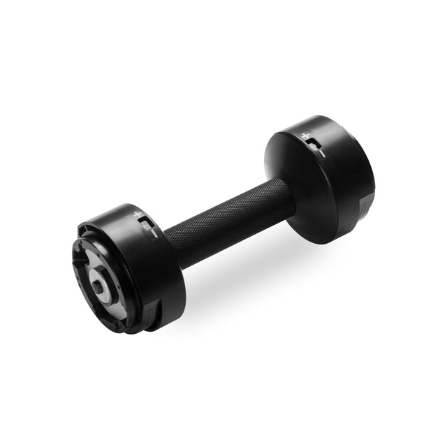 A black NÜOBELL Replacement Handle - SINGLE by Nuobell, featuring a textured grip and circular ends, isolated on a white background.