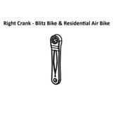 Black and white line drawing of a right crank arm for a Residential Air Bike or Blitz Air Bike, shown vertically with a bolt hole at each end—an ideal choice from Bells of Steel USA's Air Bike Spare Parts collection when searching for quality replacements.