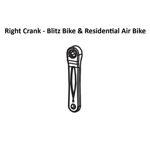 Black and white line drawing of a right crank arm for a Residential Air Bike or Blitz Air Bike, shown vertically with a bolt hole at each end—an ideal choice from Bells of Steel USA's Air Bike Spare Parts collection when searching for quality replacements.