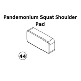 Line drawing of a rectangular Bells of Steel USA Pandemonium Squat Machine Spare Part—ideal for use as a squat pad or with various squat machine spare parts—with the product name above and the number 44 inside a circle below to the left.