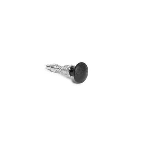 A Height Selector Knob for Cable Tower by Bells of Steel, featuring a silver metal coiled spring design and a black rubber tip, sits isolated on a white background.