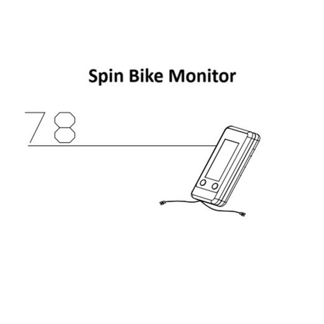 Line drawing of a spin bike monitor displaying the number 78, with the words "Spin Bike Monitor" above and two wires extending from the device—perfect for tracking your performance on a Blitz Indoor Cycling Bike or when replacing Blitz Indoor Cycling Bike Spare Parts by Bells of Steel USA.