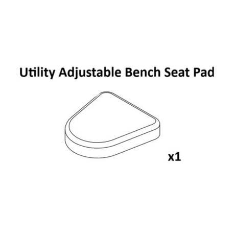Line drawing of a single seat pad for a Bells of Steel USA Utility Adjustable Bench, with the label "Utility Adjustable Bench Spare Parts" above and "x1" below the image, indicating one unit included.