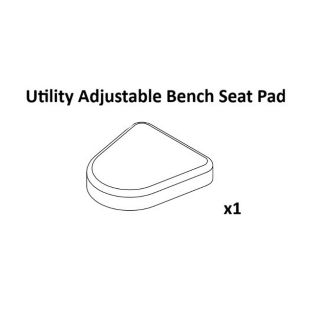 Line drawing of a single seat pad for a Bells of Steel USA Utility Adjustable Bench, with the label "Utility Adjustable Bench Spare Parts" above and "x1" below the image, indicating one unit included.