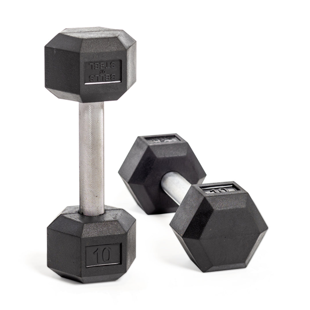 Straight Handle Rubber Hex Dumbbell Sets - Thumbnail 3