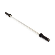 The Bells of Steel Aluminum Technique Barbell, with a silver finish and black grip sleeves, is ideal for mastering lifts. Pictured isolated on a white background.