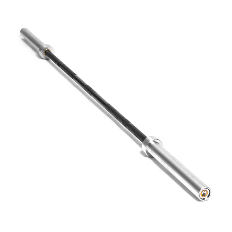 The Bells of Steel Multi-Purpose Olympic Barbell – The Utility Bar features a black knurled grip and silver sleeves, shown on a white background.