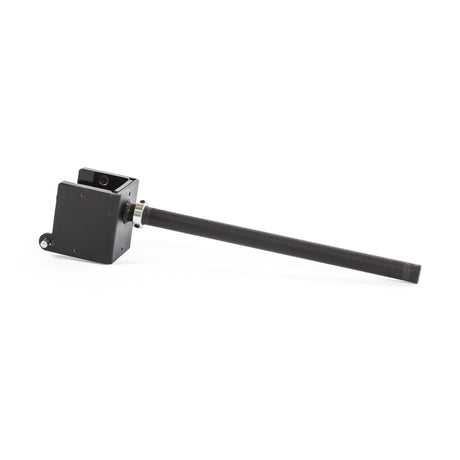 The Wrist Roller and Rack Attachment by Bells of Steel is a cylindrical black antenna with strong grip, attached horizontally to a small black rectangular base featuring a connector, set against a plain white background.