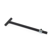The Bells of Steel Hydra Double Landmine Pin for 5/8" holes is a black metal T-handle tool with a cylindrical shaft and clamp, ideal for adding landmine attachments to your home gym for unilateral exercises.