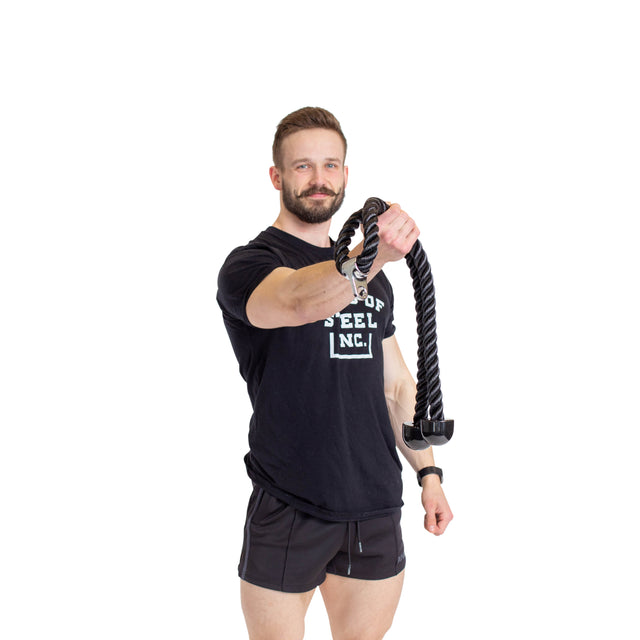 Male Athlete showcasing the durable rope handles