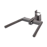 The Bells of Steel Y Dip Bar Rack Attachment is a black metal accessory with two parallel handles, built for squat racks or power cages—perfect for bodyweight dips and pairing with a dip belt for extra resistance.