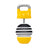 Introducing the Adjustable Competition Kettlebell by Bells of Steel, a kettlebell with a unique yellow and black bee-inspired design. It features horizontal black stripes on a yellow base and has a silver handle on top. This kettlebell is ideal for adding buzz to your workouts, complete with an emblem located near the handle.