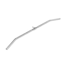 The Bells of Steel Lat Pulldown Bar is a chrome-plated, angled bar with knurled grips and a central rotating attachment, designed for cable machine workouts to target your back muscles.