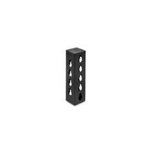 The Bells of Steel USA Rack Junctions - 3" x 3" is a black, rectangular metal block with multiple circular holes, ideal for rack setup or junctions, shown standing upright on a white background.