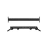 Two black Bells of Steel USA Colored Globe Pull Up Bars are wall-mounted: the top is a straight bar with evenly spaced holes, and the bottom features an angled bar with three globe knobs and four angled pegs. Both are isolated on a white background.