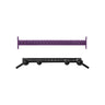 A Bells of Steel USA Colored Globe Pull up Bar with multiple spherical grips sits below a purple metal bar with evenly spaced holes, both set against a white background.