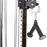 Close-up of the Bells of Steel Fat Bar - Tricep Pressdown, a gym cable attachment with sturdy metal construction and black handle—perfect for enhancing grip strength during tricep workouts.